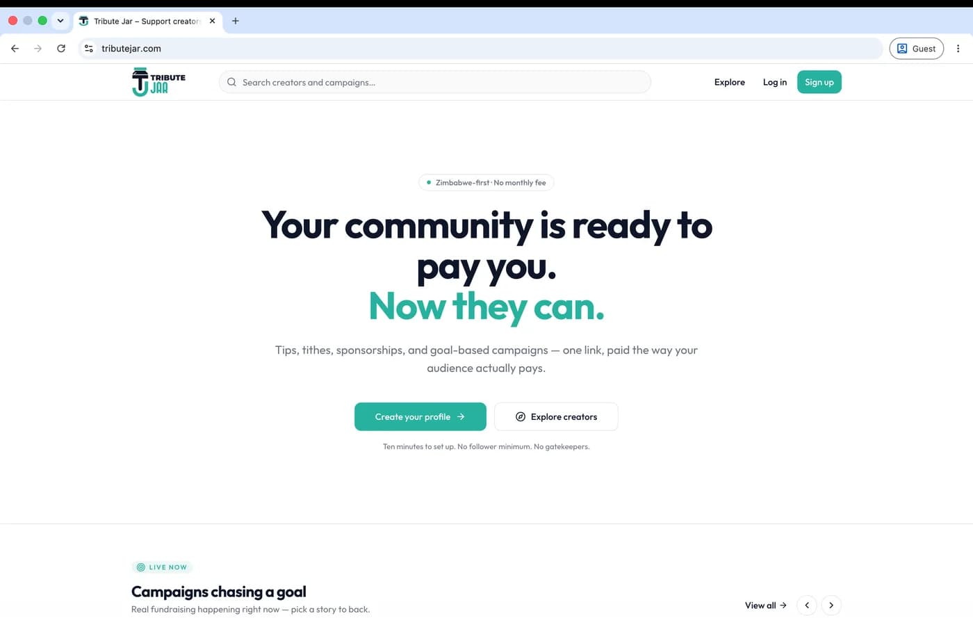 TributeJar product screenshot